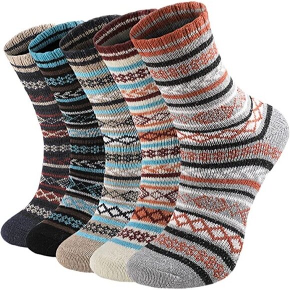 5 Pairs Luxury Wool Soft Socks Warm Winter Fall Womens Thick Cozy Knit NWT - Picture 2 of 9
